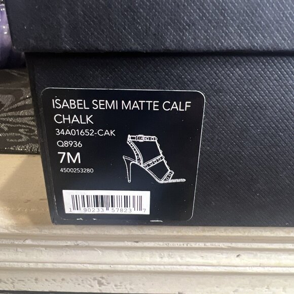 Coach Isabel semi matte calf strappy sandal Chalk Studded Shoes - Picture 5 of 9